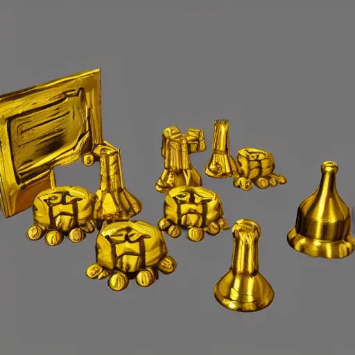 Prompt: gold as an game asset, painted