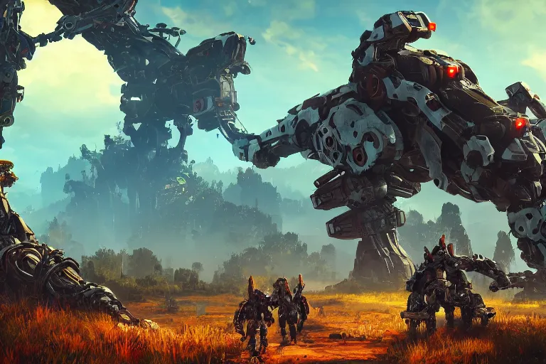 Image similar to stalker machine mecanical creature robot of horizon forbidden west horizon zero dawn bioluminiscence global illumination ray tracing hdr fanart arstation by ian pesty and alena aenami artworks in 4 k