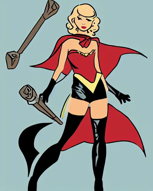 Prompt: taylor swift as a super hero similar to seraphine from league of legends with a microphone in her hand as her weapon drawn in a 1 9 5 0 s cartoon on a saturday morning style, hugh quality, very well proportioned silhouette, contemporary art