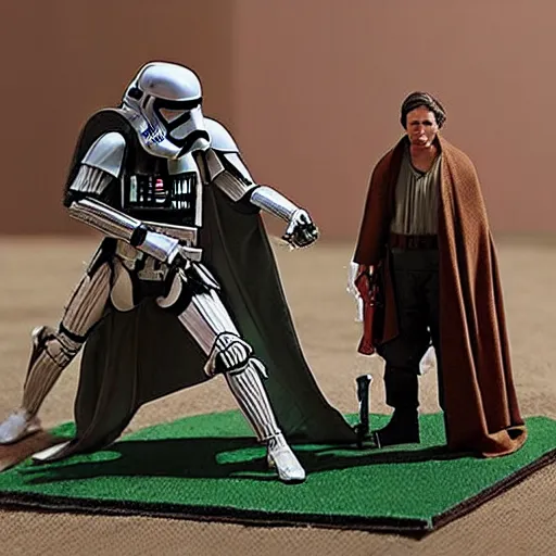 Image similar to “Star wars movie scene diorama made with action figures”