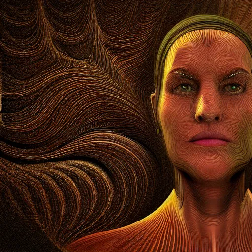 Image similar to Photorealistic image of a woman's portrait from the mandelbulb pattern