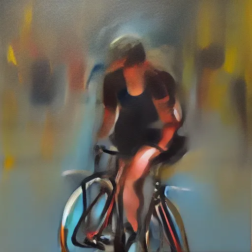 Image similar to Riding a bike, expressive oil painting