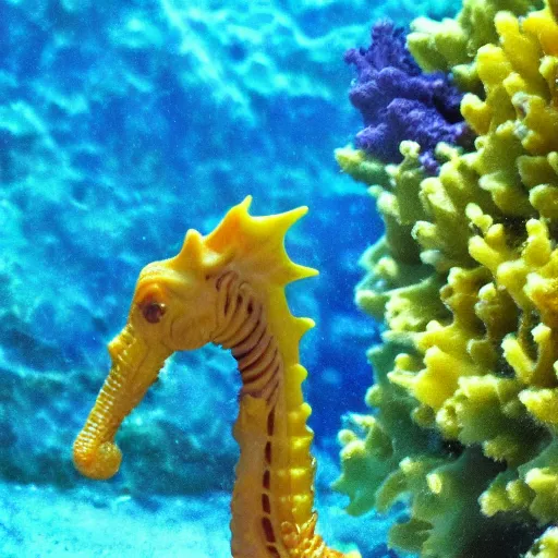 Prompt: a beautiful photo of a realistic seahorse