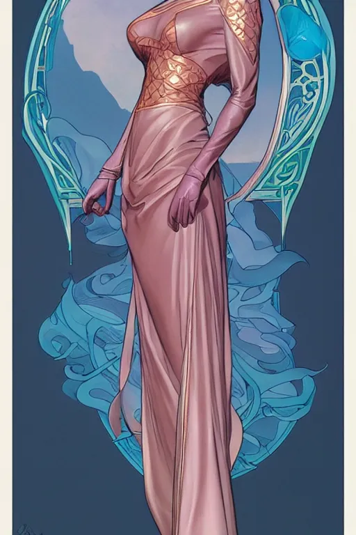 Prompt: 🧕🏽☁, art nouveau, artstation, moebius + artgerm, hd,