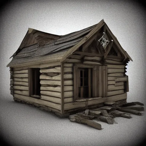 Prompt: an abandoned medieval cabin 3d model, ultrafine detailed, trending on artstation