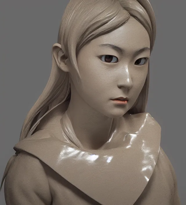 Image similar to a sculpture of akase akari, unreal engine 5 render, elegant, majestic, royal, aesthetic, very detailed texture