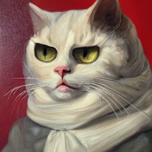 Image similar to an oil painting of cat general in the style of Rubens