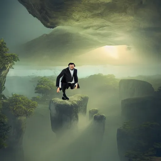 Image similar to Monkey in a suit landscape by Maciej Kuciara, 8k ultra high definition, upscaled, perfect composition , golden ratio, image credit nat geo