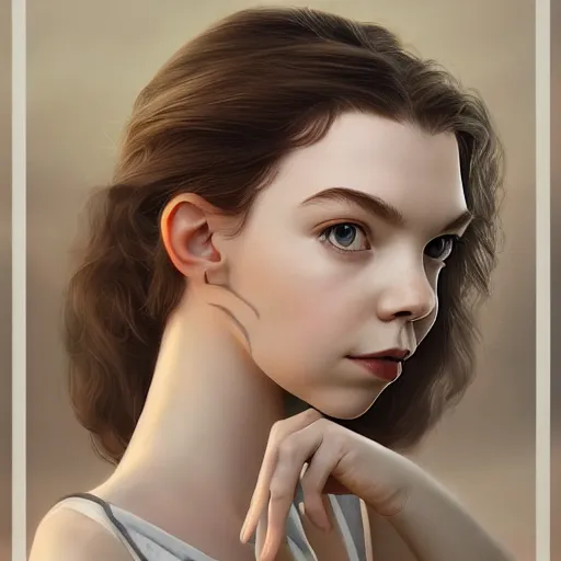 Image similar to a portrait of anya taylor - joy as a pixar character, beautiful, elegant, extremely detailed digital art, trending on artstation hyper realistic matte painting, by wlop, artgerm