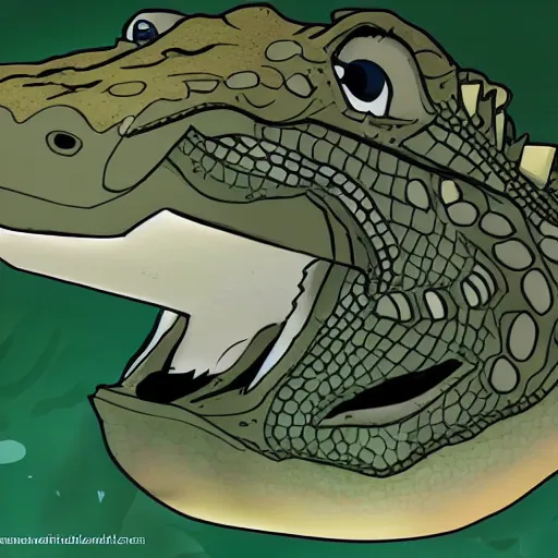 Prompt: A representation of what an alligator would look like as if it were an anime character