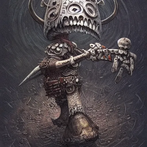 Prompt: bone viking by shaun tan, style of yoshitaka amano