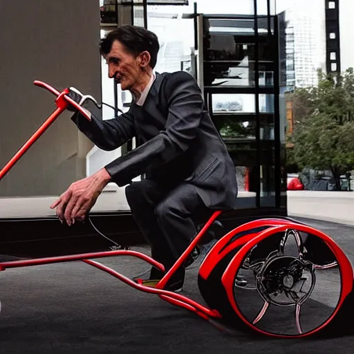 Image similar to nikola tesla designs hover tricycle, akira