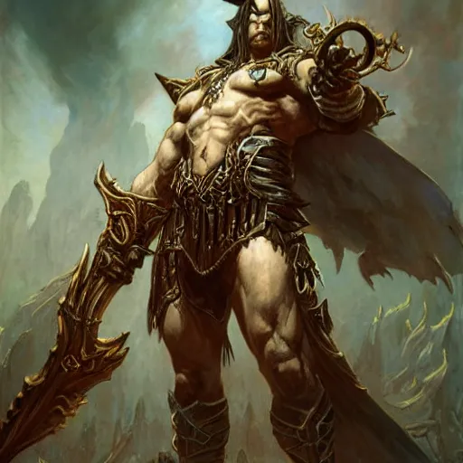 Image similar to diablo iii demonhunter, character art, detailed, by gaston bussiere, j. c. leyendecker, craig mullins