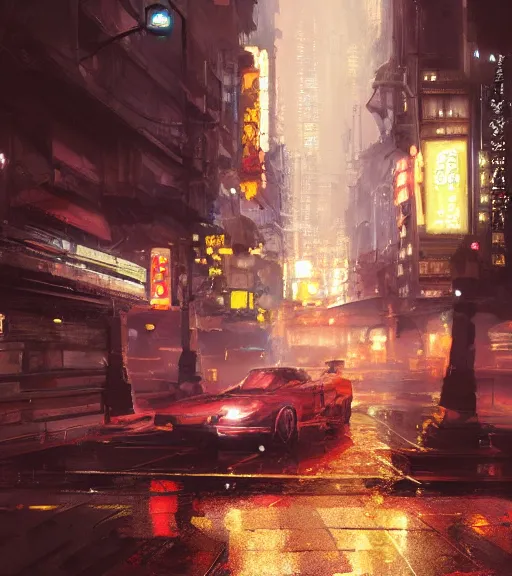 Prompt: futur tokyo night ganster, craig mullins, steven belledin, digital painting, sharp focus, octane render, 8 k, hyper detailed.