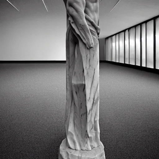 Image similar to A computer art. A rip in spacetime. Did this device in his hand open a portal to another dimension or reality?! marble statue by Gregory Crewdson, by David Burdeny energetic, shadowy