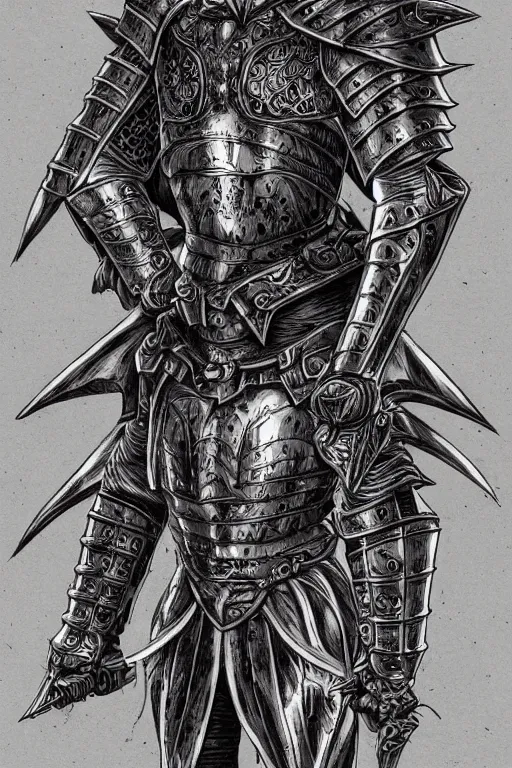 Image similar to armoured warrior, symmetrical, highly detailed, digital art, rose thorn themed armour, sharp focus, trending on art station, kentaro miura manga art style