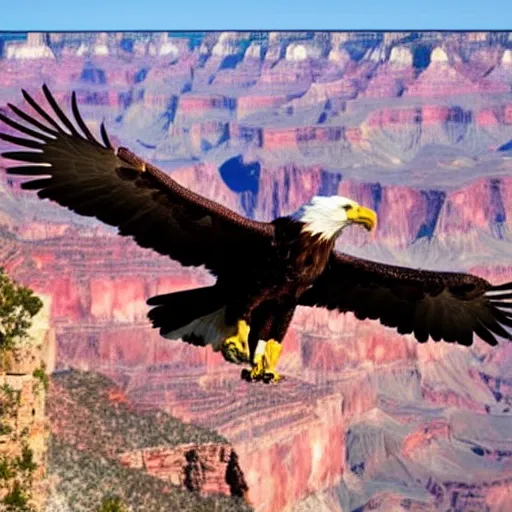 Image similar to eagle flying above the grand canyon