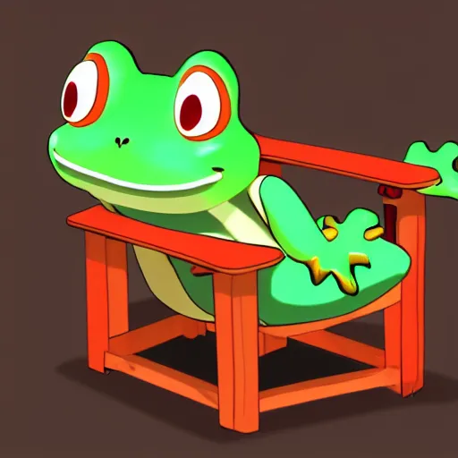 Prompt: adorable froggy chair from animal crossing, cute anime style