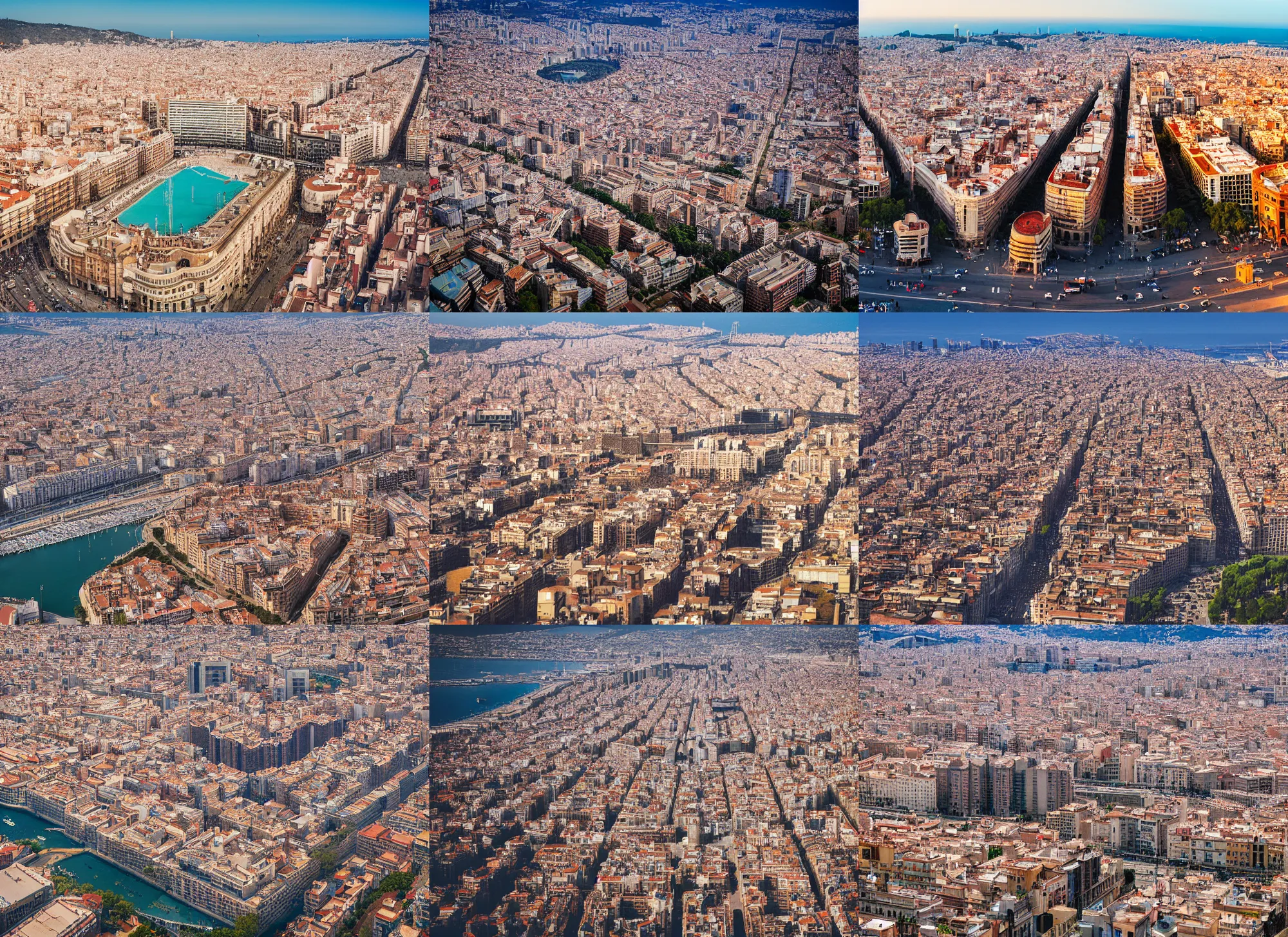 Prompt: barcelona, aerial photography, tilt shift, high quality