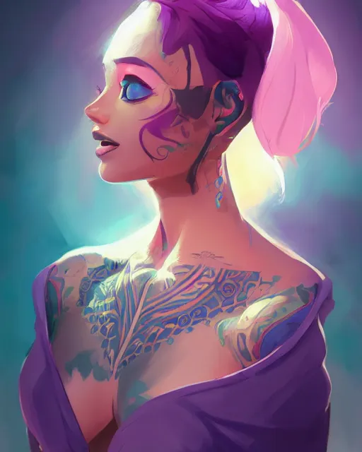 Image similar to beautiful camel purple hair tattoos symmetrical face eyes full body fantasy art icon, 3 d art gta 5 cover, official fanart behance hd artstation by jesper ejsing, by rhads, makoto shinkai and lois van baarle, ilya kuvshinov, rossdraws