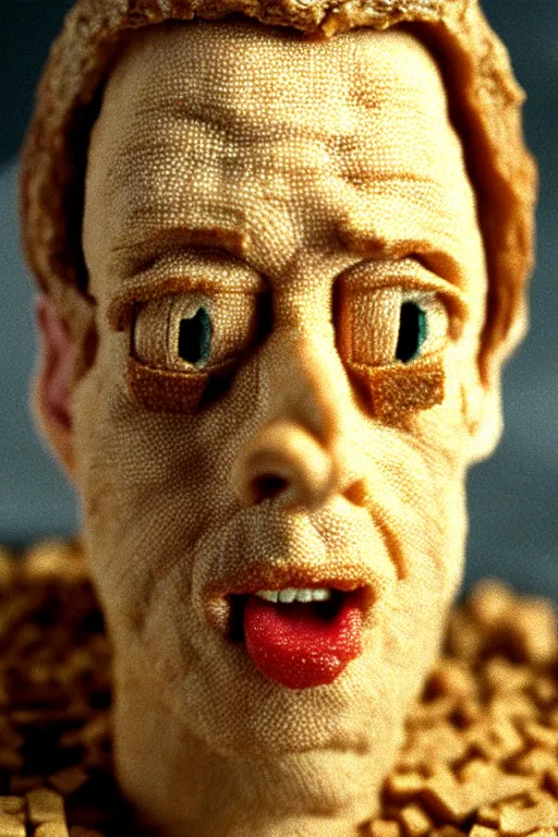 Image similar to film still of steve buscemi made out of bread in lord of the rings, 4 k