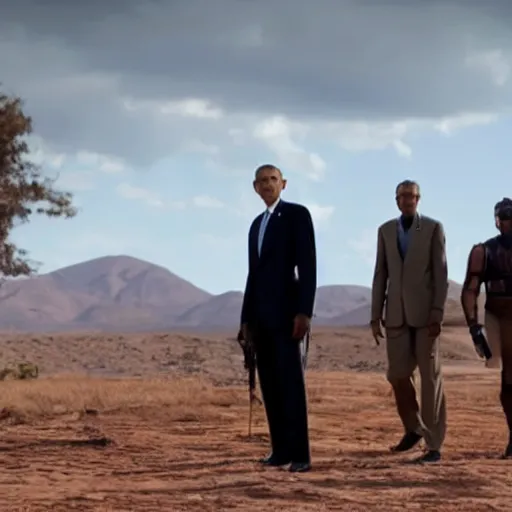 Prompt: A still of Obama in the Black Panther, rule of thirds, sigma male, cinematic