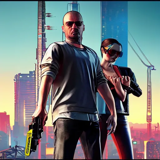 Image similar to grand theft auto v artwork of cyberpunk 2 0 7 7