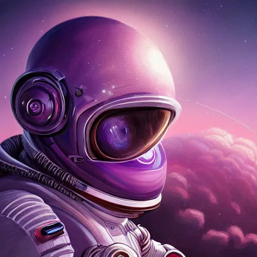 Prompt: epic portrait an astronaut standing on a lush purple world, sunset, giant purple sun, beauty, pretty clouds, digital painting, artstation, concept art, soft light, hdri, smooth, sharp focus, illustration, fantasy, intricate, elegant, highly detailed, D&D, matte painting, in the style of Greg Rutkowski and Alphonse Mucha and artemisia, 8k, highly detailed, jurgens, rutkowski, bouguereau, pastoral, rustic, georgic