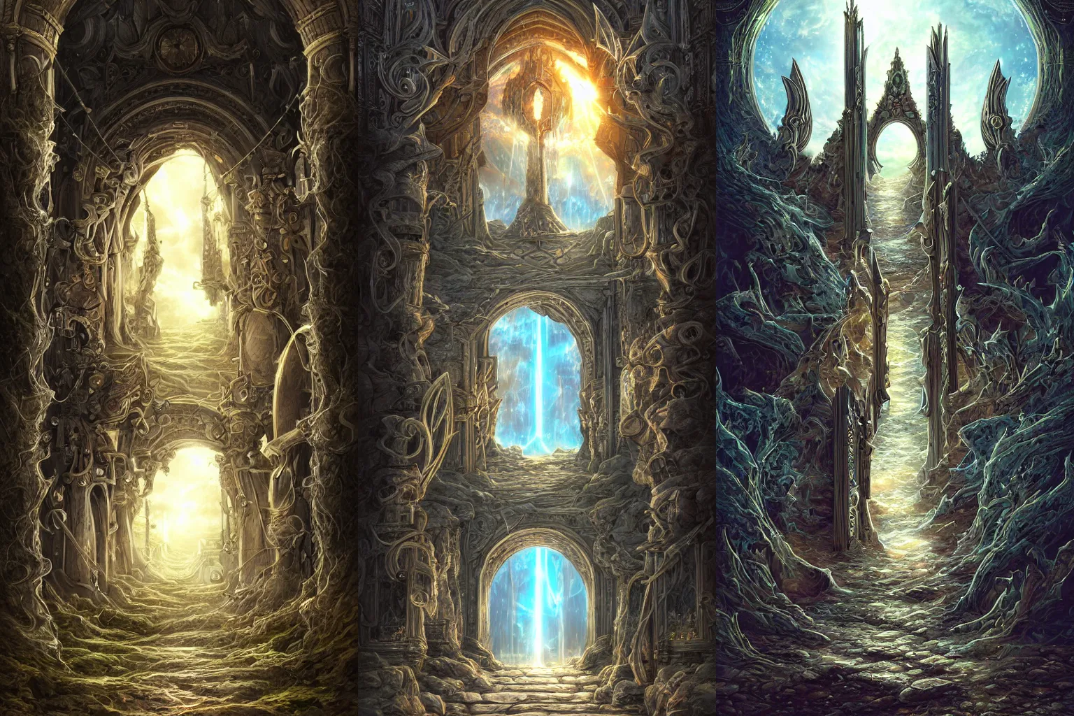 Prompt: The gate to the eternal kingdom of Optics, fantasy, digital art, HD, detailed.