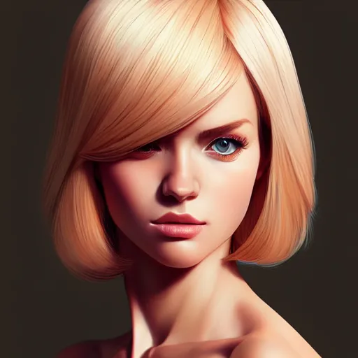 Image similar to a portrait of a beautiful blonde model, art by ilya kuvshinov and wlop and artgerm and josan gonzalez, digital art, highly detailed, intricate, sharp focus, trending on artstation hq, deviantart, pinterest, unreal engine 5, 4 k uhd image