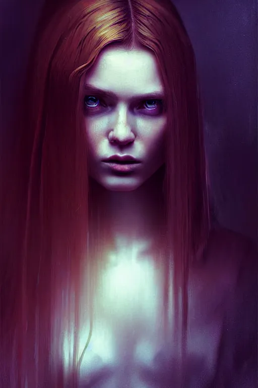 Prompt: epic professional digital art, girl with long hair, atmospheric lighting, painted, complex, detailed, sinister background, magdalena pagowska, epic, stunning, gorgeous, very wow, cinematic, masterpiece.