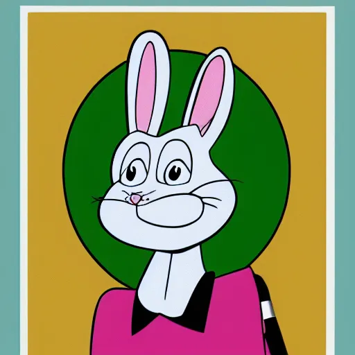 Prompt: contemporary graphic design portrait of bugs bunny, by paul rand