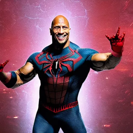 Image similar to dwayne johnson entering entrances of wwe as spiderman