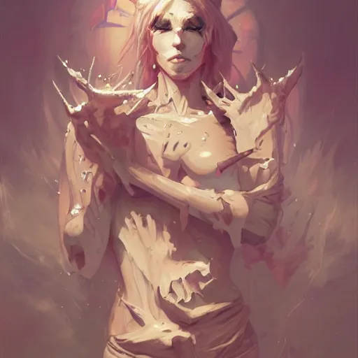 Prompt: god covered in bleach, with rhinestone eyes, covered in paralytic dreams, future pixels, illustration trending on artstation, anime. by peter mohrbacher and artgerm and greg rutkowski and studio trigger and ilya kuvshinov. high quality, stunning, intricate detailed character. 8 k