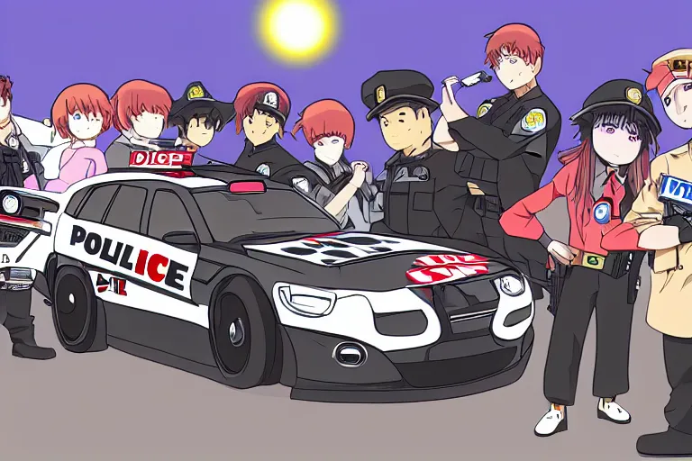 Image similar to donut police cars anime wrapped