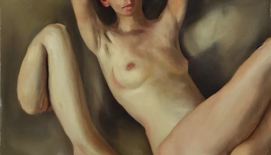 Prompt: painting by borremans, terri hall posing, detailed, stunning