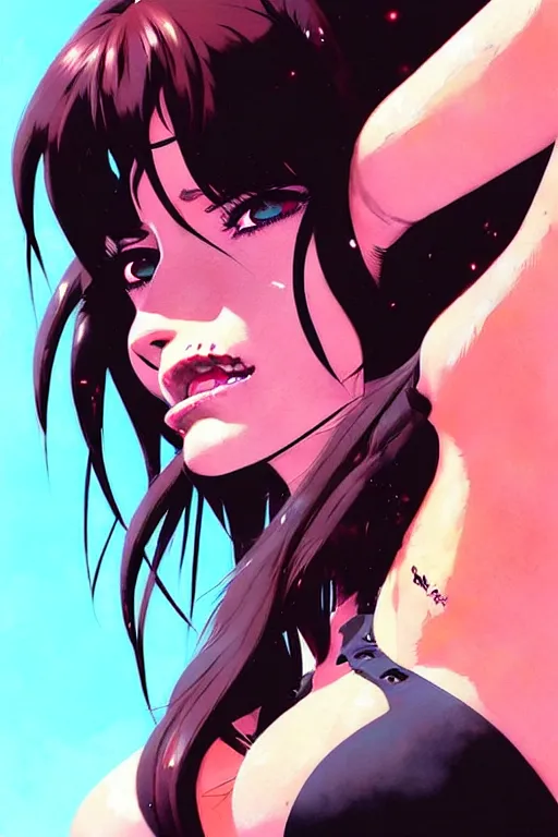 Image similar to a ultradetailed beautiful panting of revy from black lagoon, by conrad roset, greg rutkowski and makoto shinkai, trending on artstation