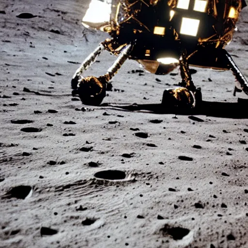 Image similar to the thoroughly unimpressed eyes of the universe observe humans landing on the moon