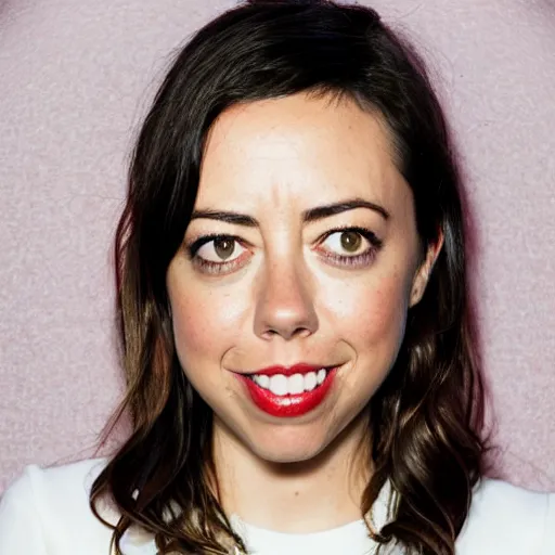 Prompt: aubrey plaza made of birthday cake : : highly detailed food photography : :