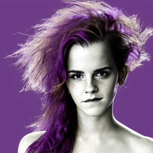 Prompt: Emma Watson as a dryad with purple hair