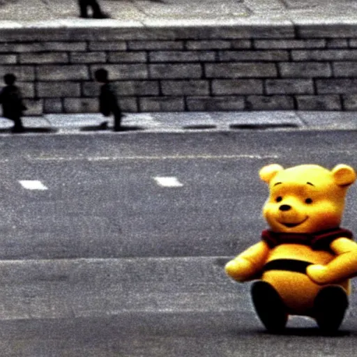 grainy photo of winnie the pooh in tiananmen square | Stable Diffusion