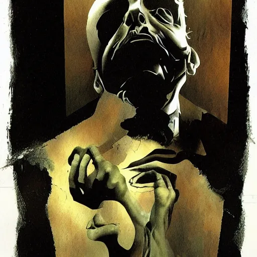 Prompt: no fears, okay one fear, by Dave McKean