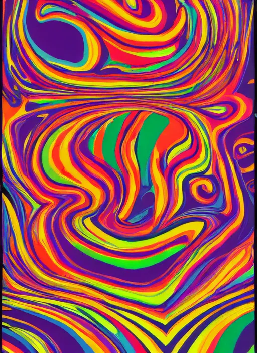 Image similar to the spirit of the psychedelic movement as a colorful poster from the sixties