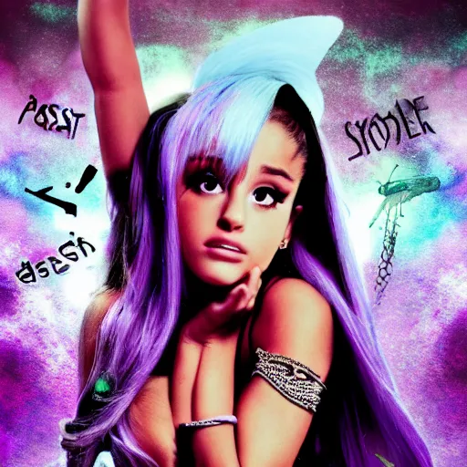 Prompt: past apocalyptic Ariana Grande poster