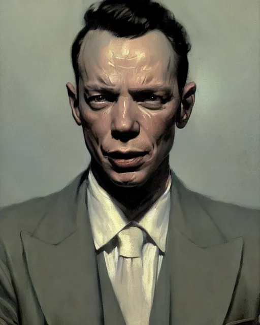 Image similar to young frank sinatra as a poor dystopian dieselpunk soviet bartender serving a client. art by greg rutkowski, gustave courbet, rosa bonheur, edward hopper. faithfully depicted facial expression, perfect anatomy, sharp focus, global illumination, radiant light, detailed and intricate environment, trending on artstation