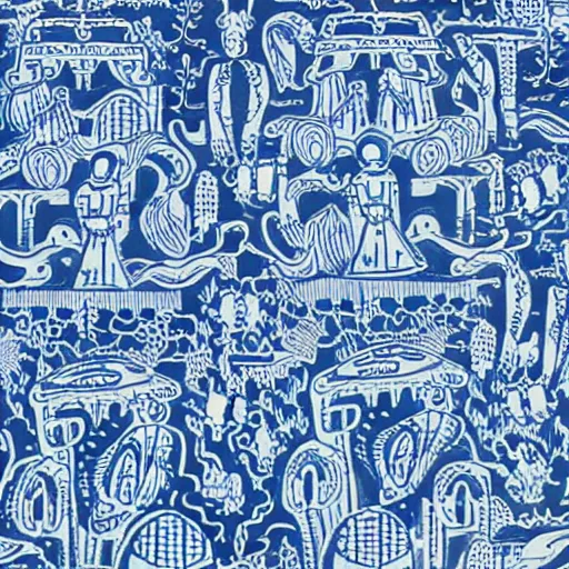 Image similar to willow pattern of aliens