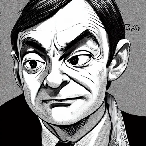 Prompt: portrait of mr. bean as a jelly bean by becky cloonan