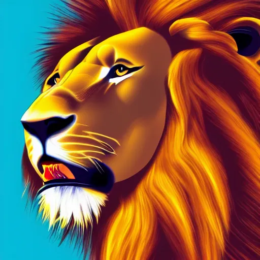 Image similar to 2 d full body lion, side view, ultra hd, vivid colors, white background