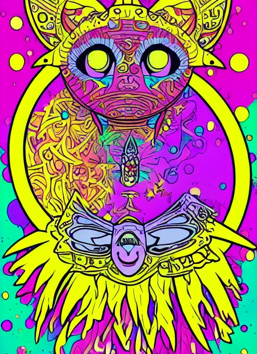 Prompt: a majora's mask coloring book by lisa frank