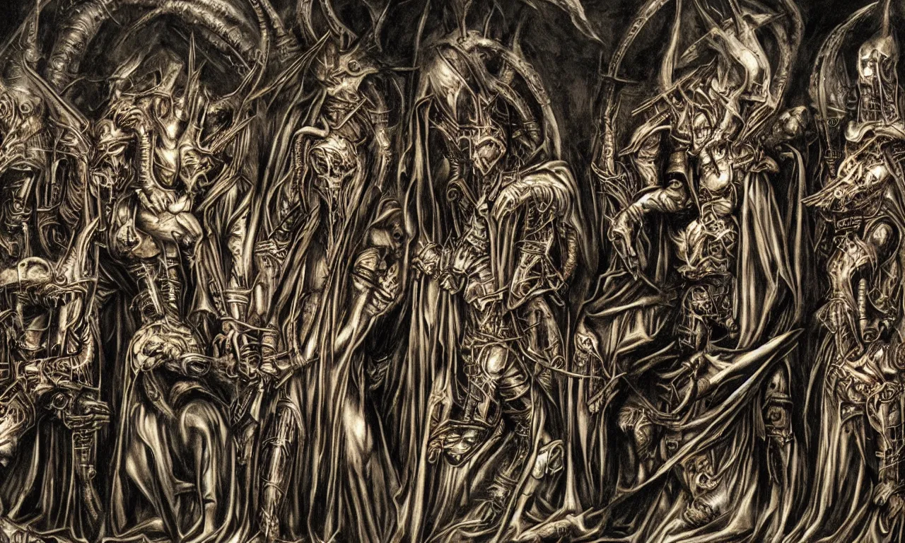 Prompt: judas priest, saints in hell, by giger,